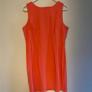 AB Studio Sleeveless Coral-Red Midi Sheath Dress
